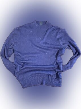 Rochelle California Sparkle Knit Turtleneck Sweater in Bright Periwinkle Blue